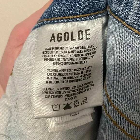 AGOLDE Riley Distressed Jeans Light Wash Denim Size 30 Button Fly - Picture 8 of 8
